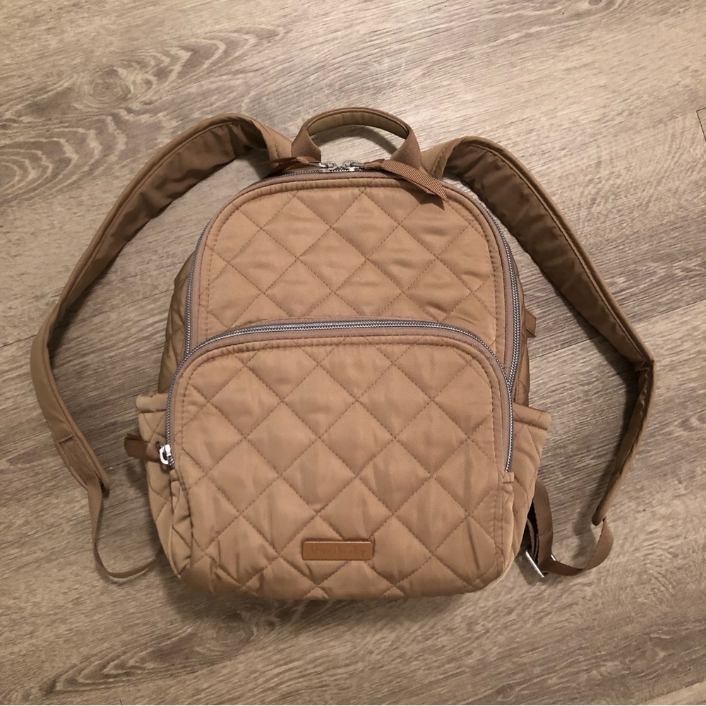 Vera Bradley Small Backpack in Performance Twill Meadowlark Tan